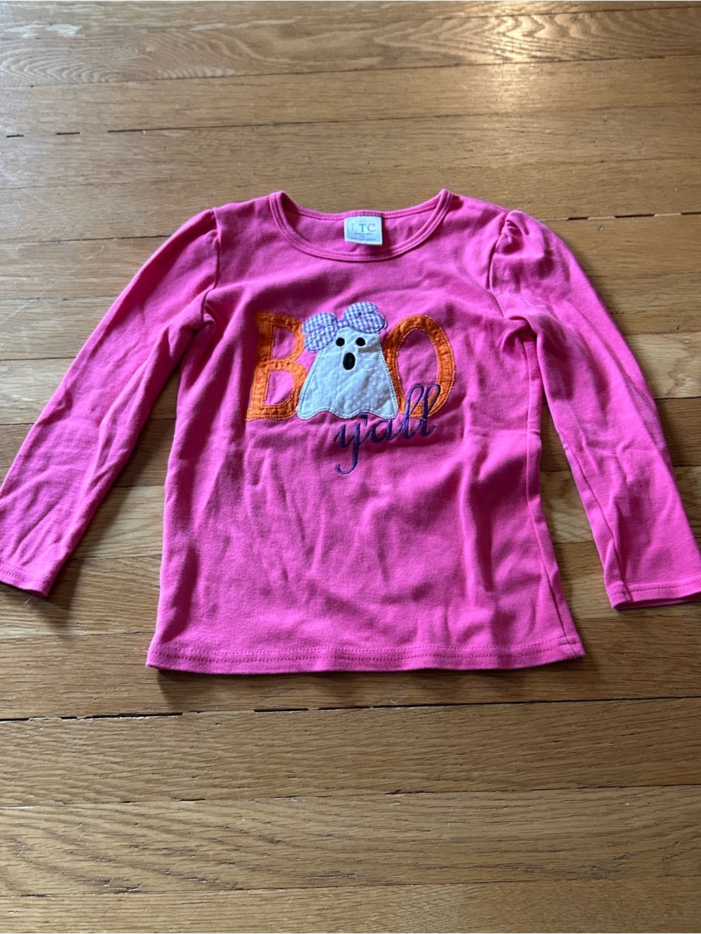 Custom Girls' Pink "Boo Y'all" Long Sleeve Top